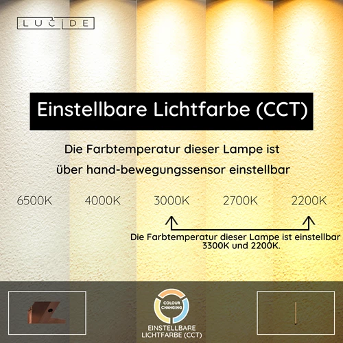 Lucide JANDERIN - Stehlampe - LED Dim. - CCT - 2x17W 2200K/3300K - Hand-Bewegungssensor - Champagner Farbe | Vibes - USP